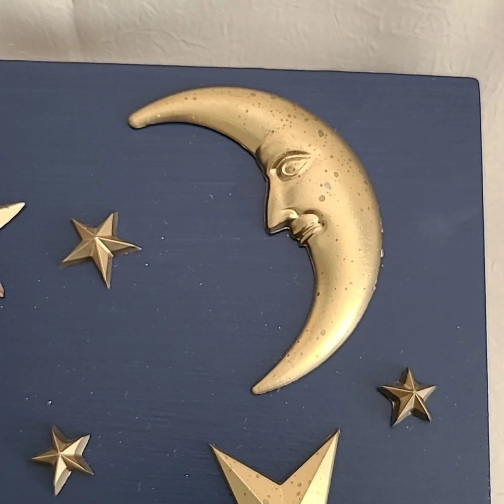 HANDCRAFTED & DECORATED MOON & STAR WOODEN BOX